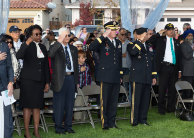 Congress Member Eric Swalwell, Brigadier General Shane Buzza, Major General Garrett Yee, Mayor Carol Dutra-Vernaci, Monument dedication Saturday, November 11, 2017